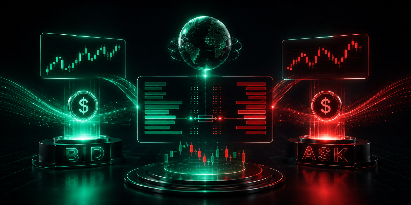 The spread is the gap between bid and ask — a cost you pay on every trade, regardless of direction