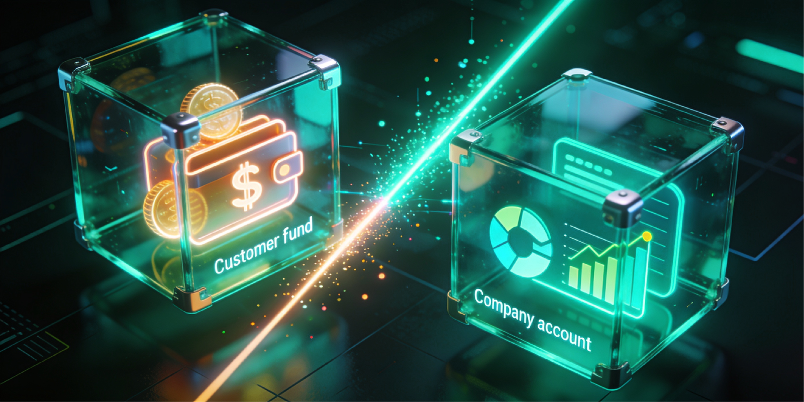 Client deposits are held in accounts entirely separate from the broker's own operational funds